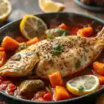Moroccan Fish Recipe simmered in spiced tomato sauce